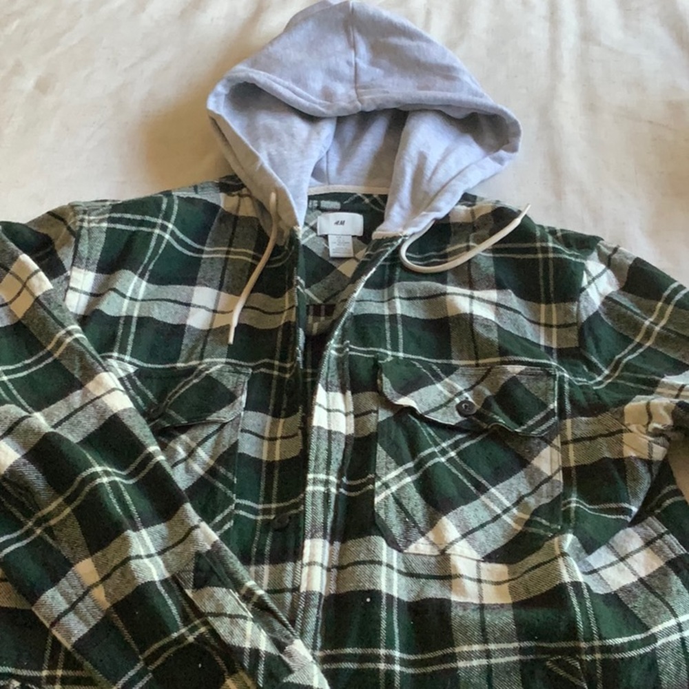 H&M men’s flannel hoodie jacket